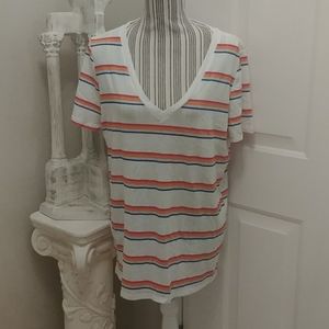 PRIDE 🌈 PINK Victoria's Secret Striped V Neck Tshirt